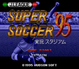 J.League Super Soccer '95 - Jikkyou Stadium (Japan) Title Screen